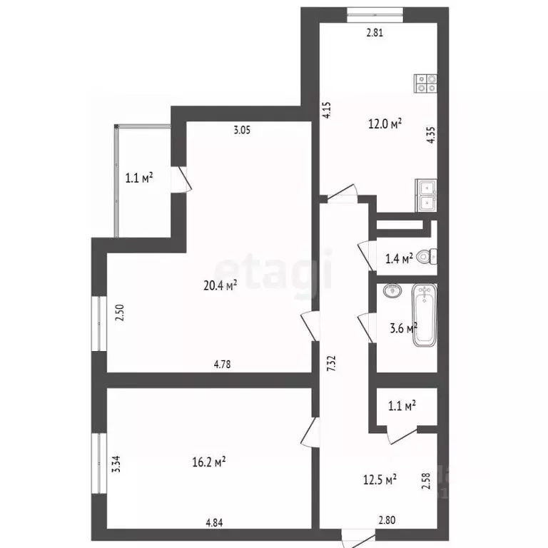 2-к кв. Крым, Феодосия ш. Симферопольское, 24Б (68.3 м) - Фото 2