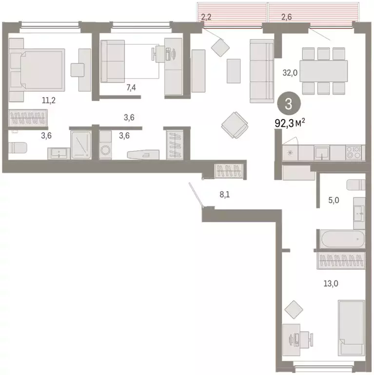 3-комнатная квартира: Екатеринбург, микрорайон Академический, 19-й ... - Фото 1