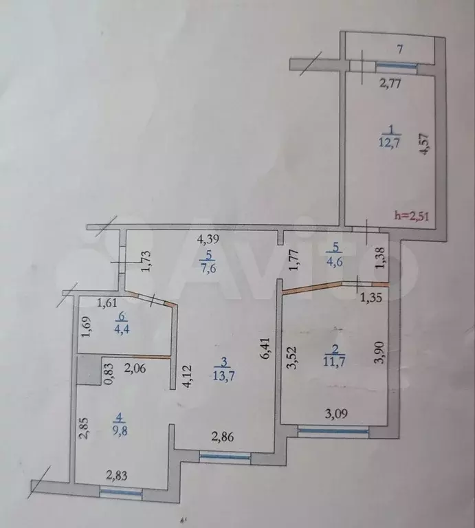 3-к. квартира, 64,5 м, 8/9 эт. - Фото 0