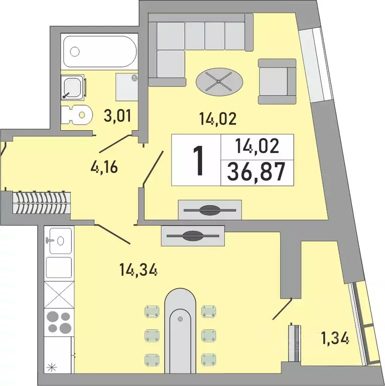 1-к кв. Башкортостан, Уфа Бакалинская ул., 9/1 (36.87 м) - Фото 1