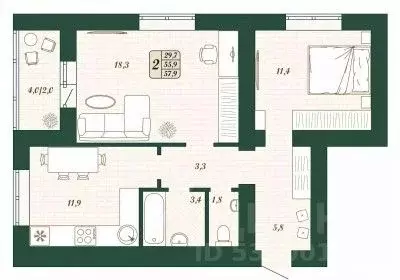 2-к кв. Самарская область, Волжский район, Смышляевка городское ... - Фото 1