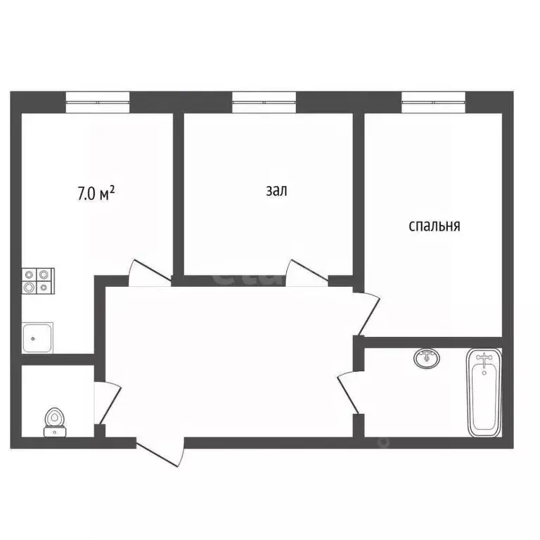 2-к кв. Орловская область, Орел Комсомольская ул., 106 (44.0 м) - Фото 2