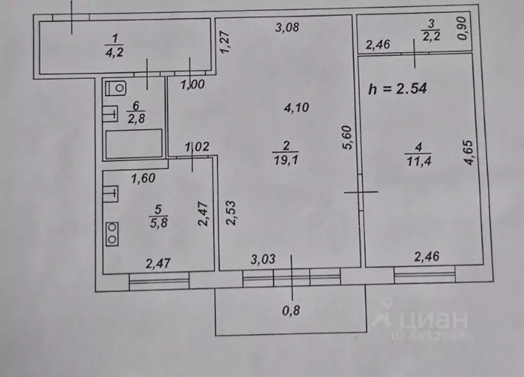 2-к кв. Тверская область, Тверь ул. Орджоникидзе, 52к2 (45.5 м) - Фото 2