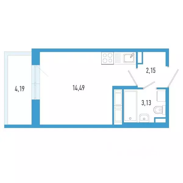 Студия Санкт-Петербург пос. Шушары,  (21.03 м) - Фото 0