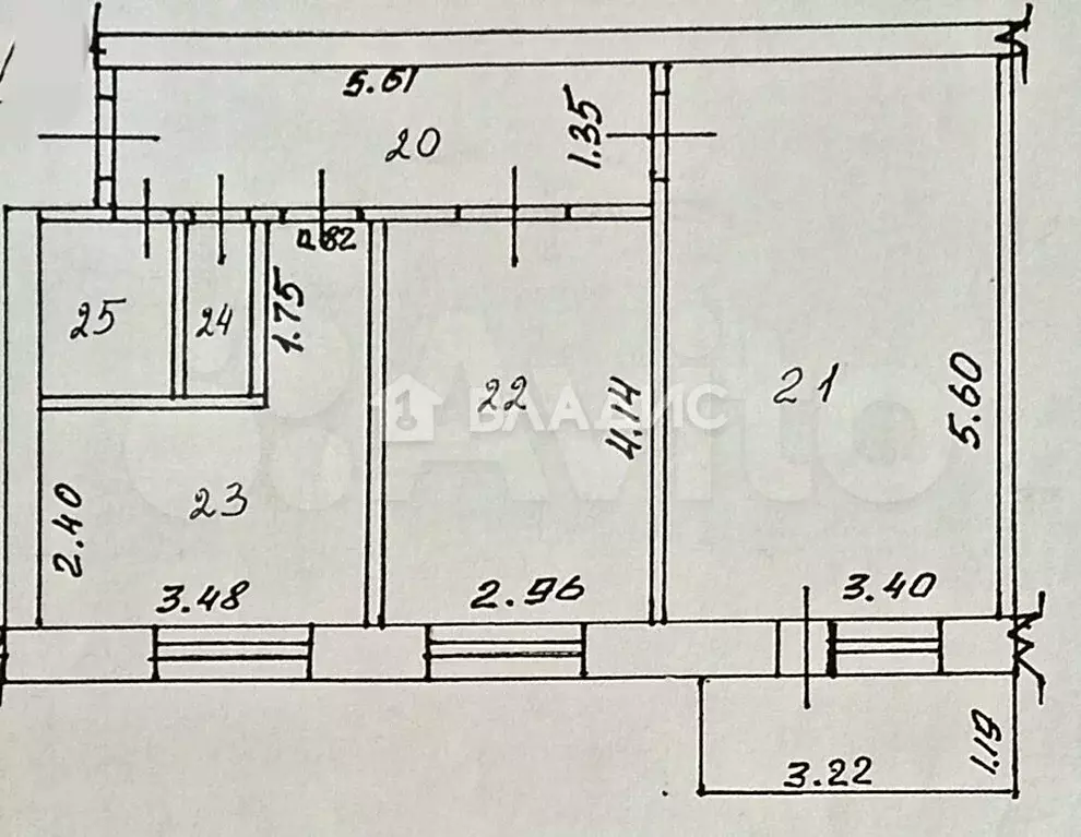 2-к. квартира, 52,7 м, 5/5 эт. - Фото 0