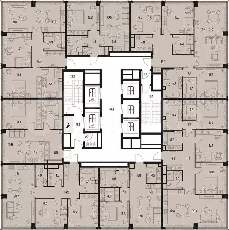 4-к. квартира, 121,5 м, 32/47 эт. - Фото 1