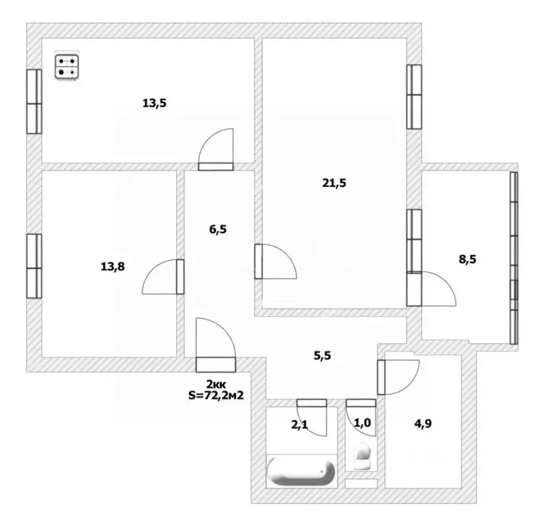 2-к кв. Калининградская область, Балтийск ул. Чехова, 4 (72.2 м) - Фото 2