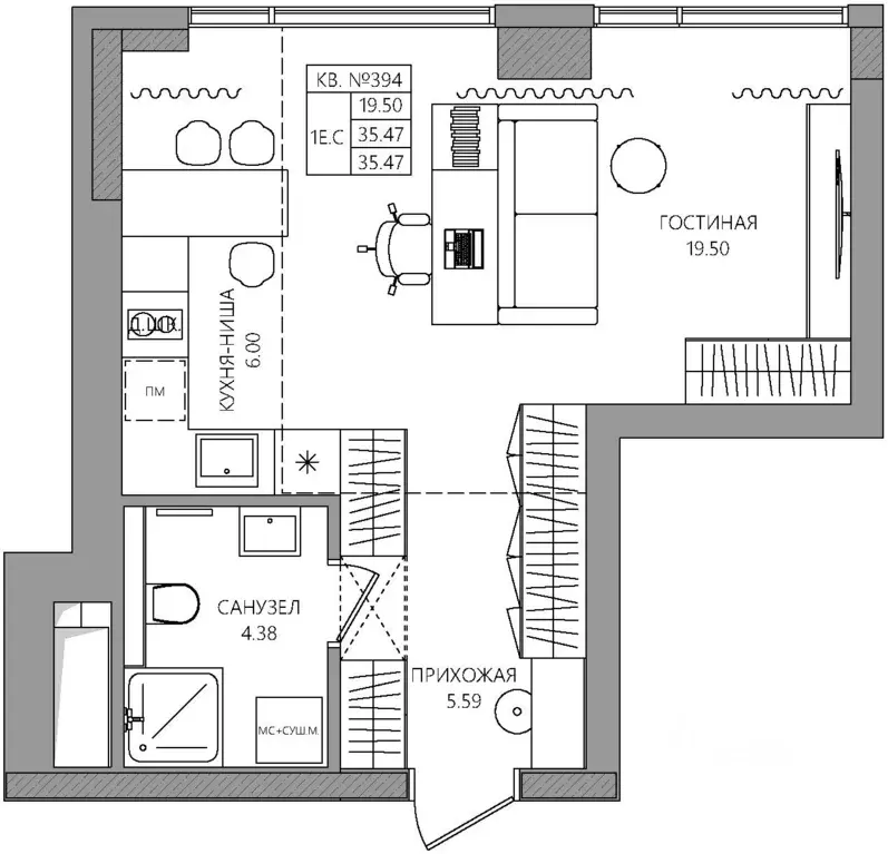 Студия Пермский край, Пермь Баковый пер., 5 (35.47 м) - Фото 1