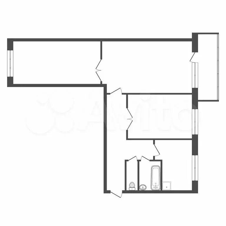 3-к. квартира, 60 м, 2/5 эт. - Фото 0