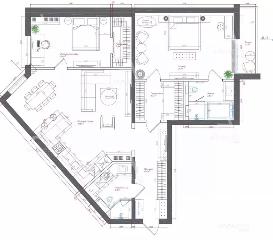 3-к кв. Санкт-Петербург Ждановская ул., 29 (119.0 м) - Фото 2