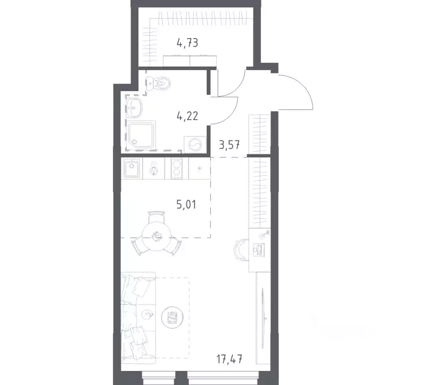 Студия Башкортостан, Уфа Дема жилрайон, Новая Дема жилой комплекс, ... - Фото 1
