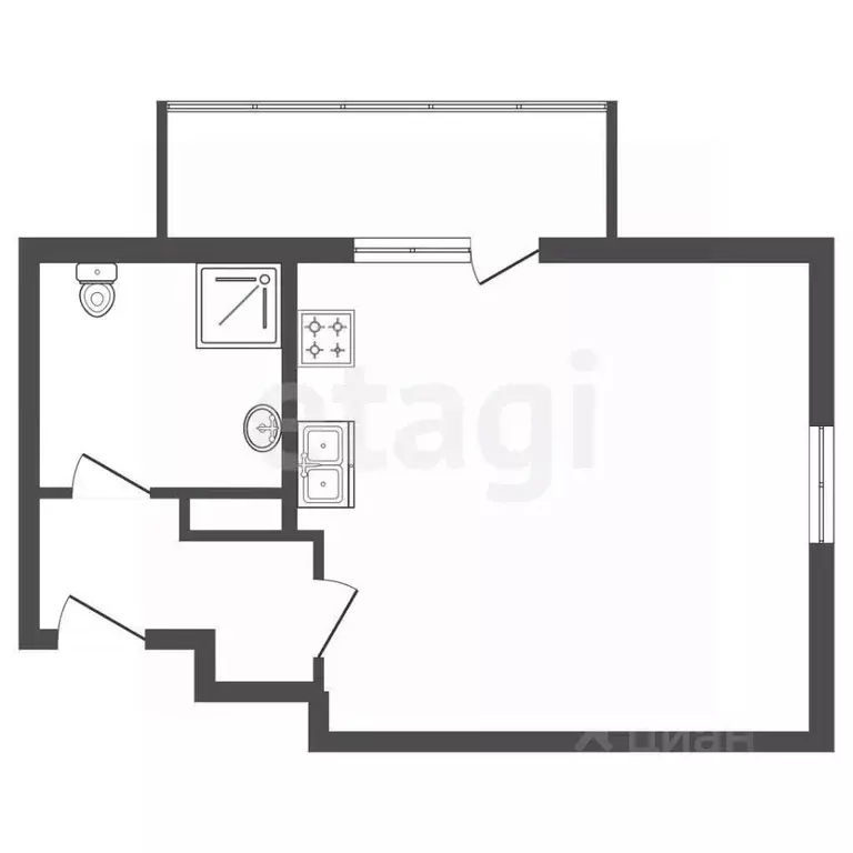 Студия Санкт-Петербург ул. Генерала Кравченко, 8 (24.5 м) - Фото 2