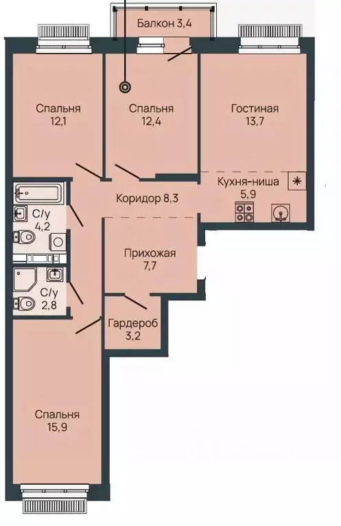 3-к кв. Нижегородская область, Нижний Новгород Резиденция жилой ... - Фото 0