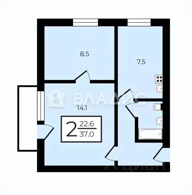 2-к кв. Москва ул. Летчика Бабушкина, 16К1 (37.0 м) - Фото 2