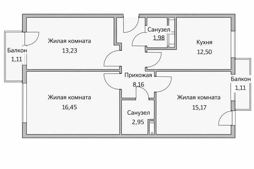 3-комнатная квартира: Саки, Набережная улица, 19 (71.6 м) - Фото 1
