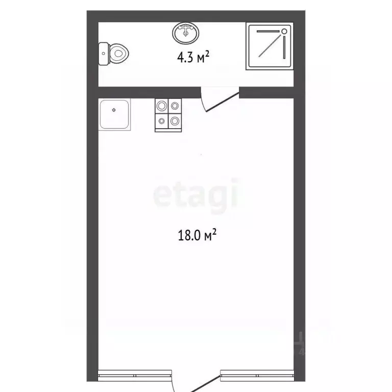 Студия Краснодарский край, Геленджик Звездная ул., 5 (22.3 м) - Фото 2