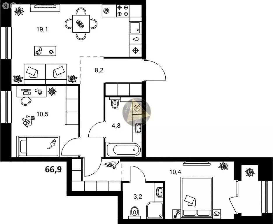 2-комнатная квартира: Санкт-Петербург, Галерный проезд, 1к2 (66.9 м) - Фото 1