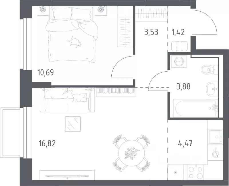 1-к кв. Московская область, Люберцы городской округ, Мирный пгт ... - Фото 1