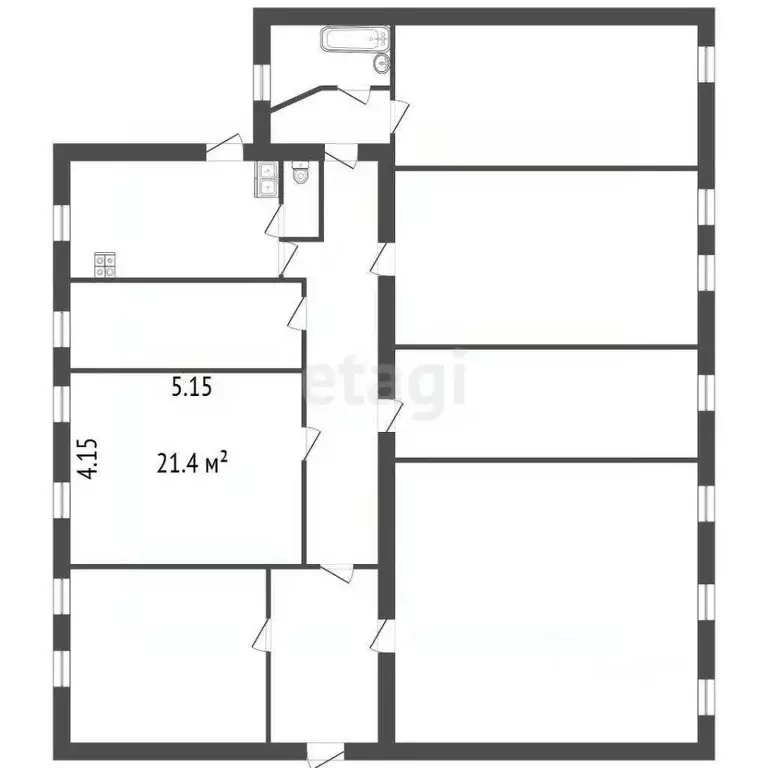 Комната Санкт-Петербург Тверская ул., 14 (21.4 м) - Фото 1