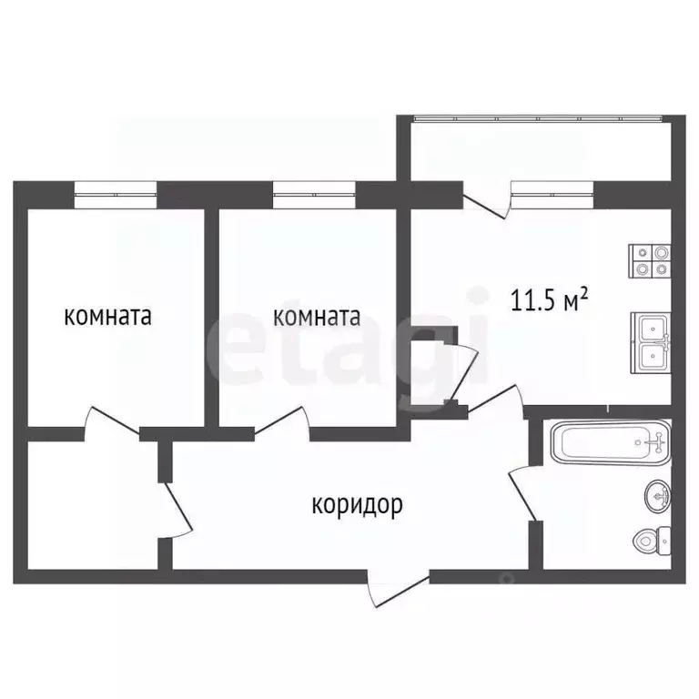 2-к кв. Самарская область, Самара Молодежная ул., 16 (64.9 м) - Фото 2