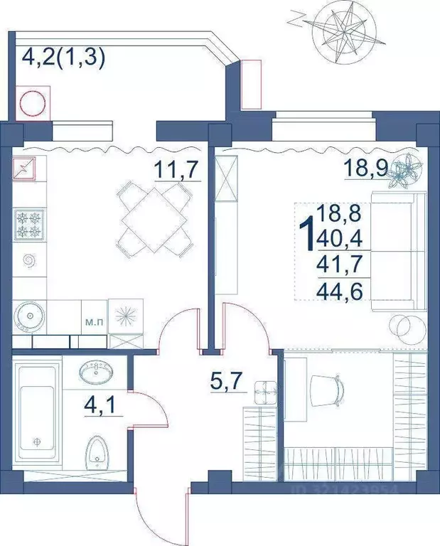 1-к кв. Ставропольский край, Ессентуки ул. Шмидта, 100 (44.6 м) - Фото 1