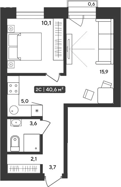 2-комнатная квартира: Октябрьский, жилой комплекс Альпийский квартал, ... - Фото 1