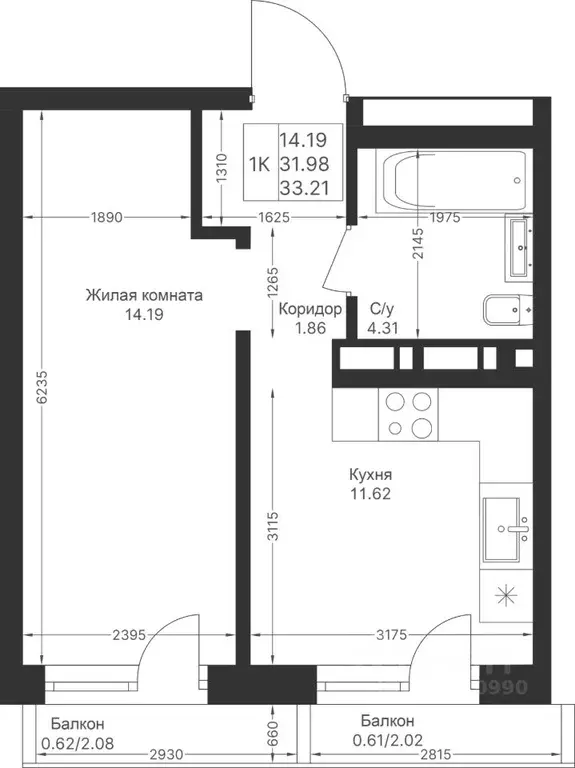 1-к кв. Татарстан, Казань Мой Ритм жилой комплекс, ПК9 (33.21 м) - Фото 1