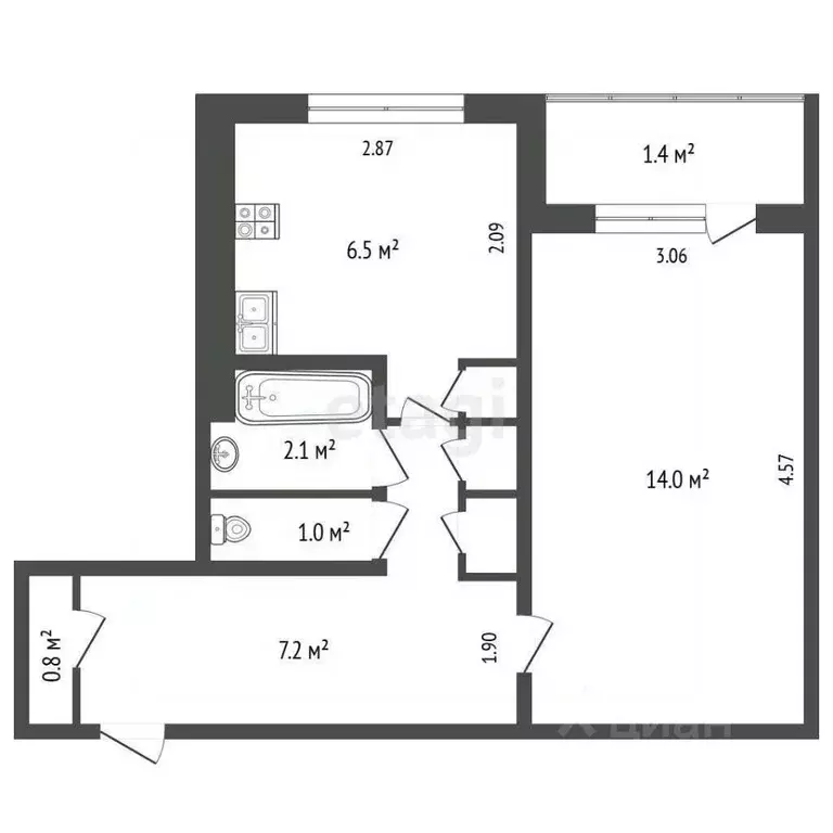 1-к кв. Мордовия, Саранск просп. 70 лет Октября, 67 (33.0 м) - Фото 1