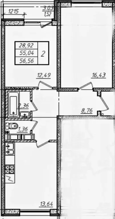 2-к кв. Санкт-Петербург Ленинский просп., 68 (56.56 м) - Фото 2