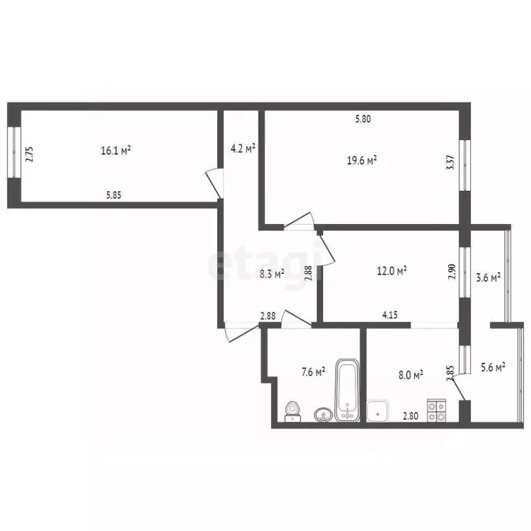 3-к кв. Саха (Якутия), Якутск ул. Лермонтова, 58/2 (75.1 м) - Фото 1