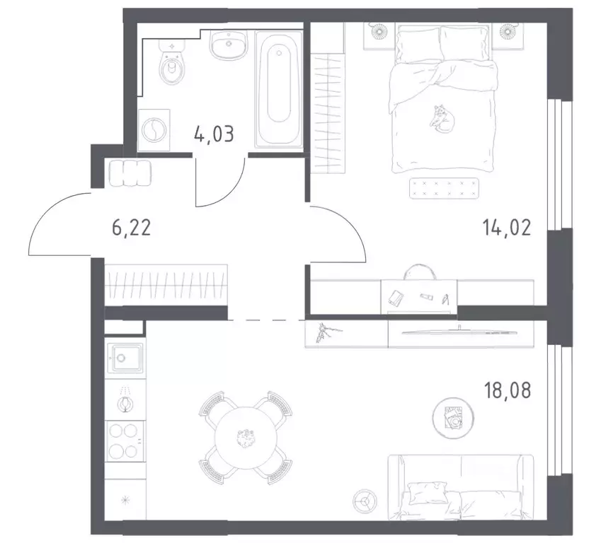1-к кв. Нижегородская область, Нижний Новгород ул. Дружбы, 33 (42.35 ... - Фото 1