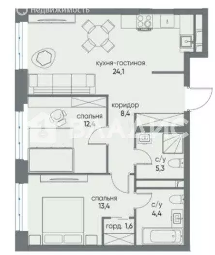 2-комнатная квартира: Москва, улица Нижние Мнёвники, 16к4 (70.3 м) - Фото 1