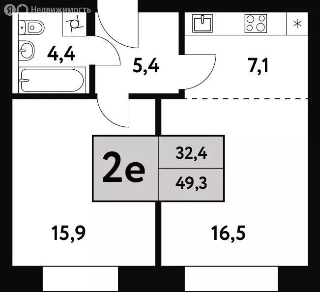 2-комнатная квартира: Москва, Фестивальная улица, 15к6 (49.3 м) - Фото 1