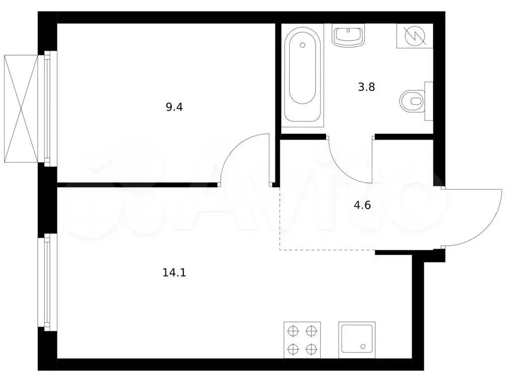 1-к. квартира, 31,9 м, 7/9 эт. - Фото 0