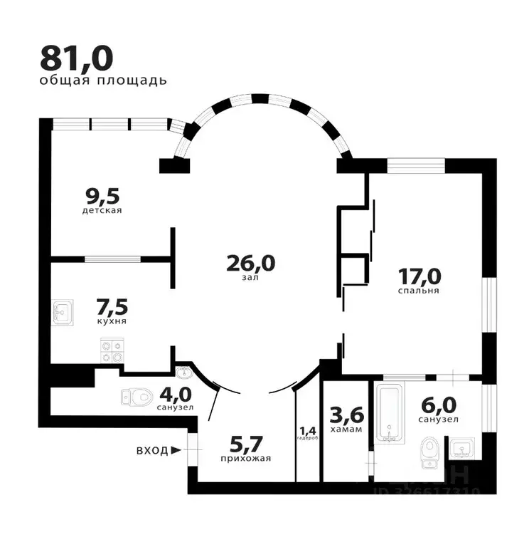 3-к кв. Санкт-Петербург Земледельческая ул., 5к2 (74.9 м) - Фото 2