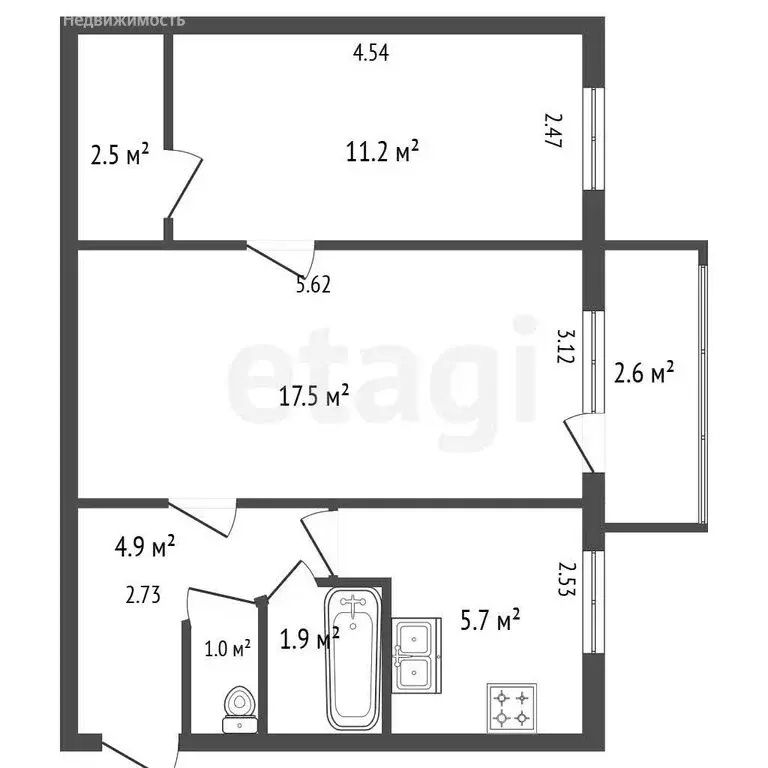 2-комнатная квартира: Санкт-Петербург, Витебский проспект, 23к5 (44.7 ... - Фото 1
