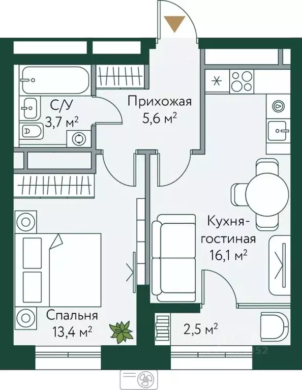 1-к кв. Волгоградская область, Волгоград Новосибирская ул., 74с1 ... - Фото 0