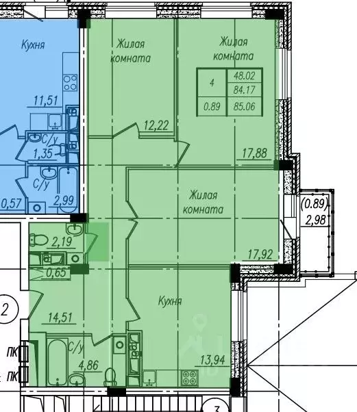 3-к кв. Хакасия, Абакан ул. Ивана Ярыгина, 33/2 (85.06 м) - Фото 1