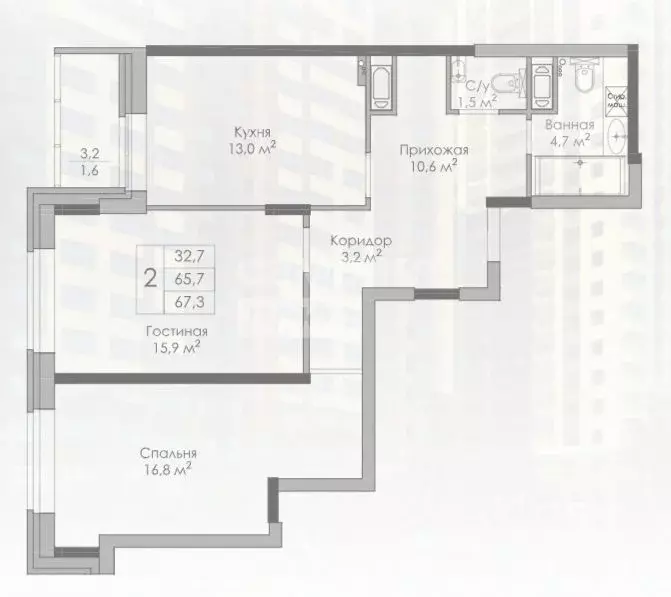 2-к кв. Липецкая область, Липецк Московская ул., 159к2 (67.3 м) - Фото 1