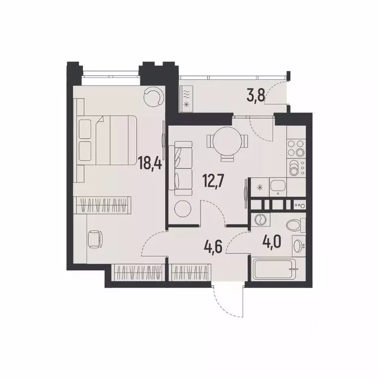 1-к кв. Пермский край, Пермь ул. Советской Армии, 95 (41.5 м) - Фото 1