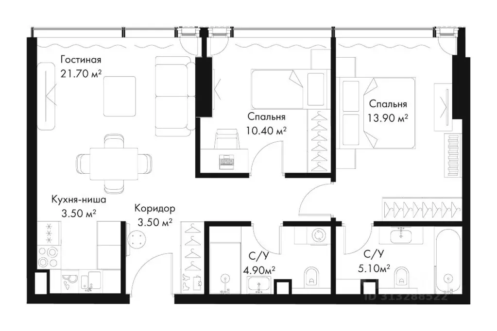 2-к кв. Москва Ленинградский просп., вл8 (63.0 м) - Фото 1