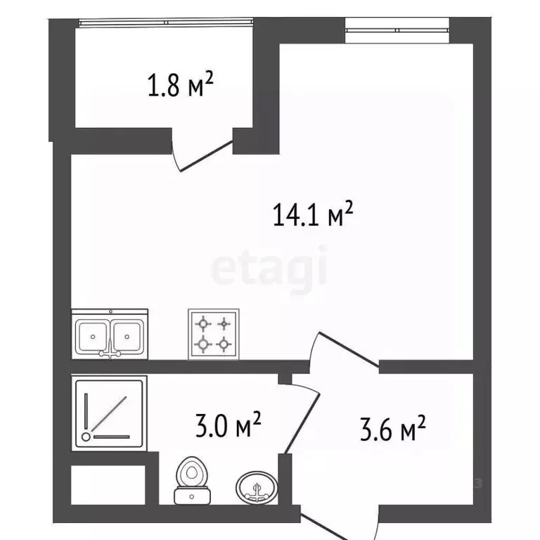 Студия Санкт-Петербург дор. Муринская, 8к2 (20.0 м) - Фото 1