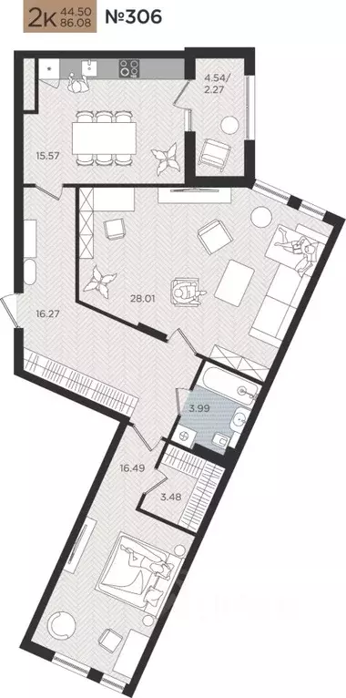 2-к кв. Калининградская область, Калининград Мой Город жилой комплекс ... - Фото 1