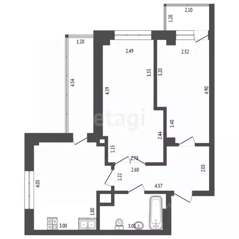 2-к кв. Ростовская область, Аксай ул. Менделеева, 53А (66.8 м) - Фото 1