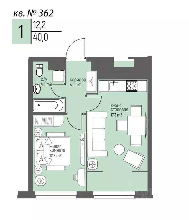 1-к кв. Нижегородская область, Нижний Новгород Спортивный мкр, ... - Фото 1