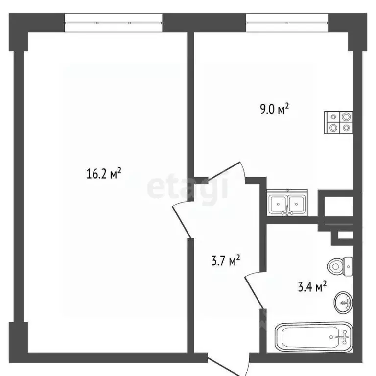 1-к кв. Ямало-Ненецкий АО, Новый Уренгой Строителей мкр, 7/2 (31.2 м) - Фото 2