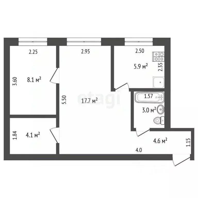 2-к кв. Саха (Якутия), Якутск ул. Дзержинского, 34 (43.4 м) - Фото 2