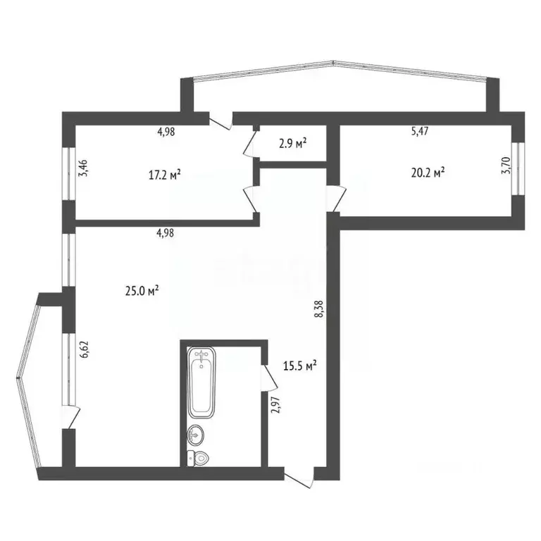 3-к кв. Амурская область, Благовещенск 2-й мкр, ул. Кантемирова, 6/4 ... - Фото 2