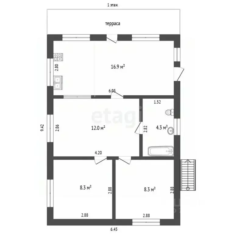 Дом в Крым, Евпатория городской округ, Новоозерное пгт, Ветерок СНТ ... - Фото 1