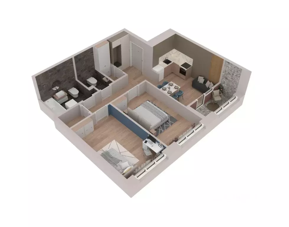 2-к кв. Башкортостан, Уфа Бионика Парк жилой комплекс, 3 (64.4 м) - Фото 2